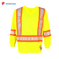 High Grade Breathable Safety Reflective Shirt 100% Cotton Long Sleeve Reflective T-shirt